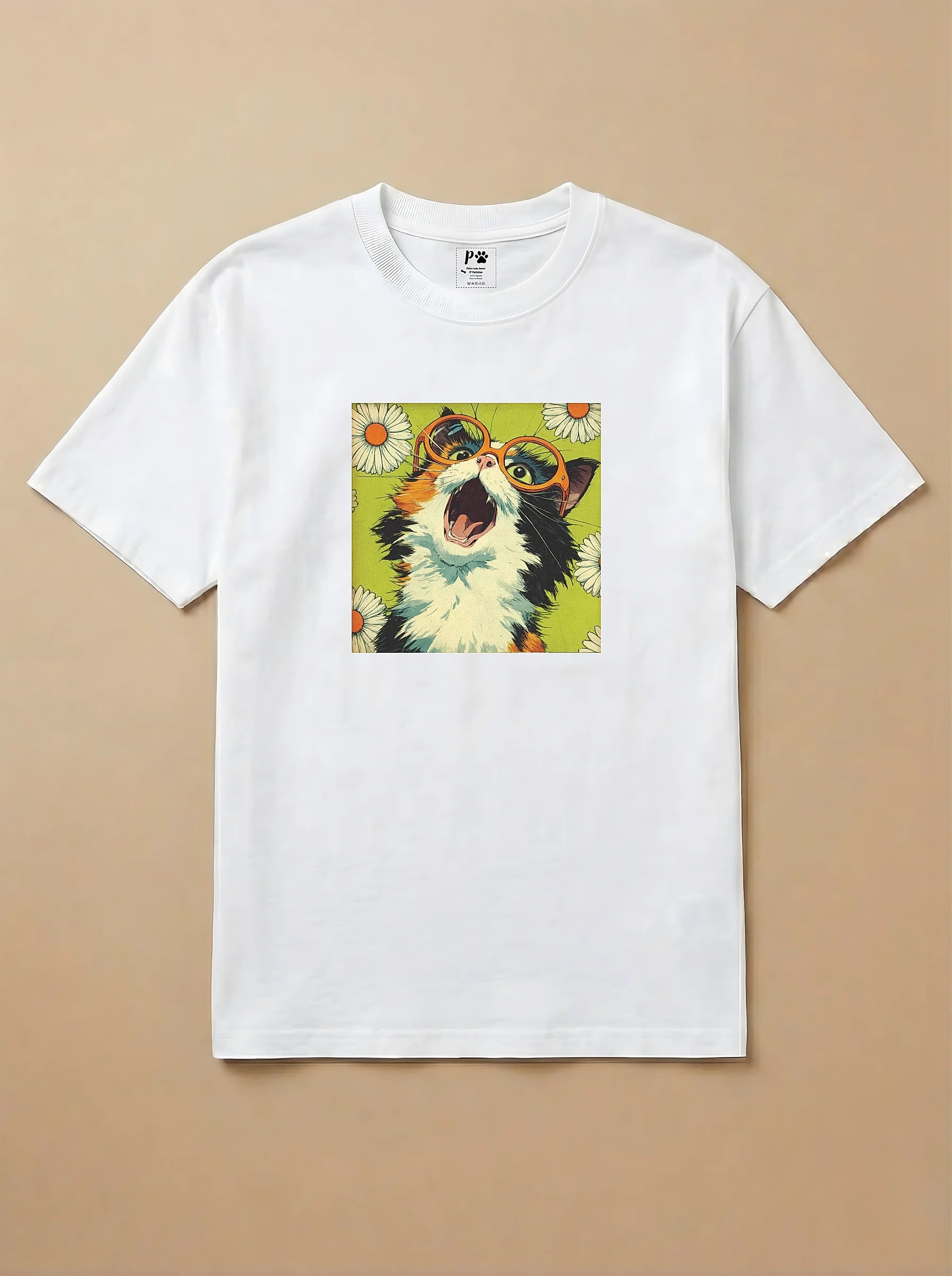 Camisa 1960s Pop Art - Gato Tricolor