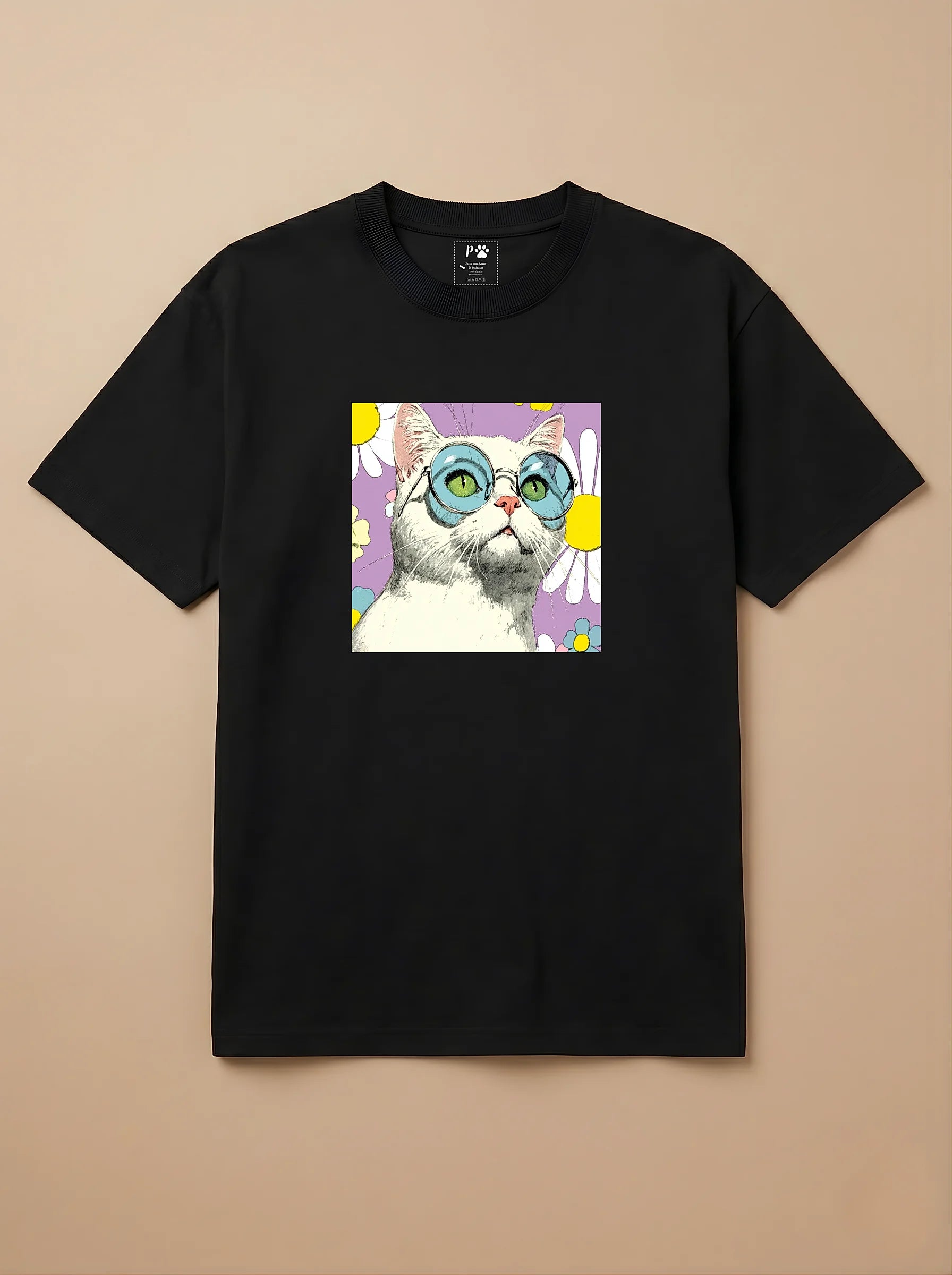 Camisa 1960s Pop Art - Gato Branco