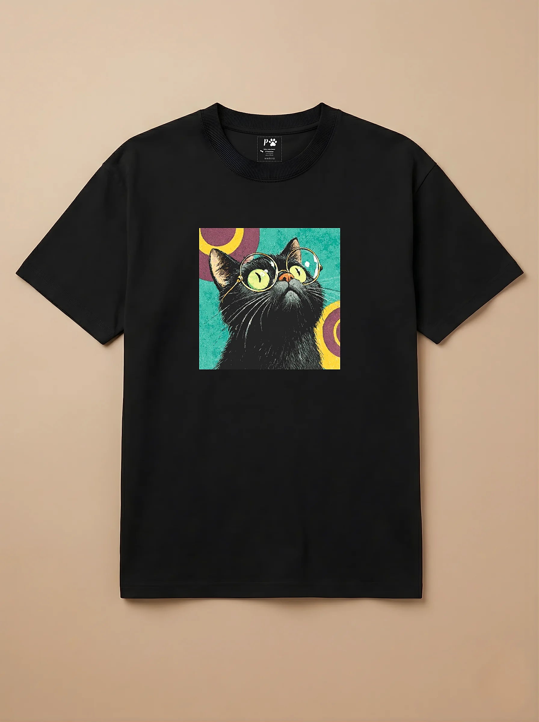 Camisa 1960s Pop Art - Gato Preto