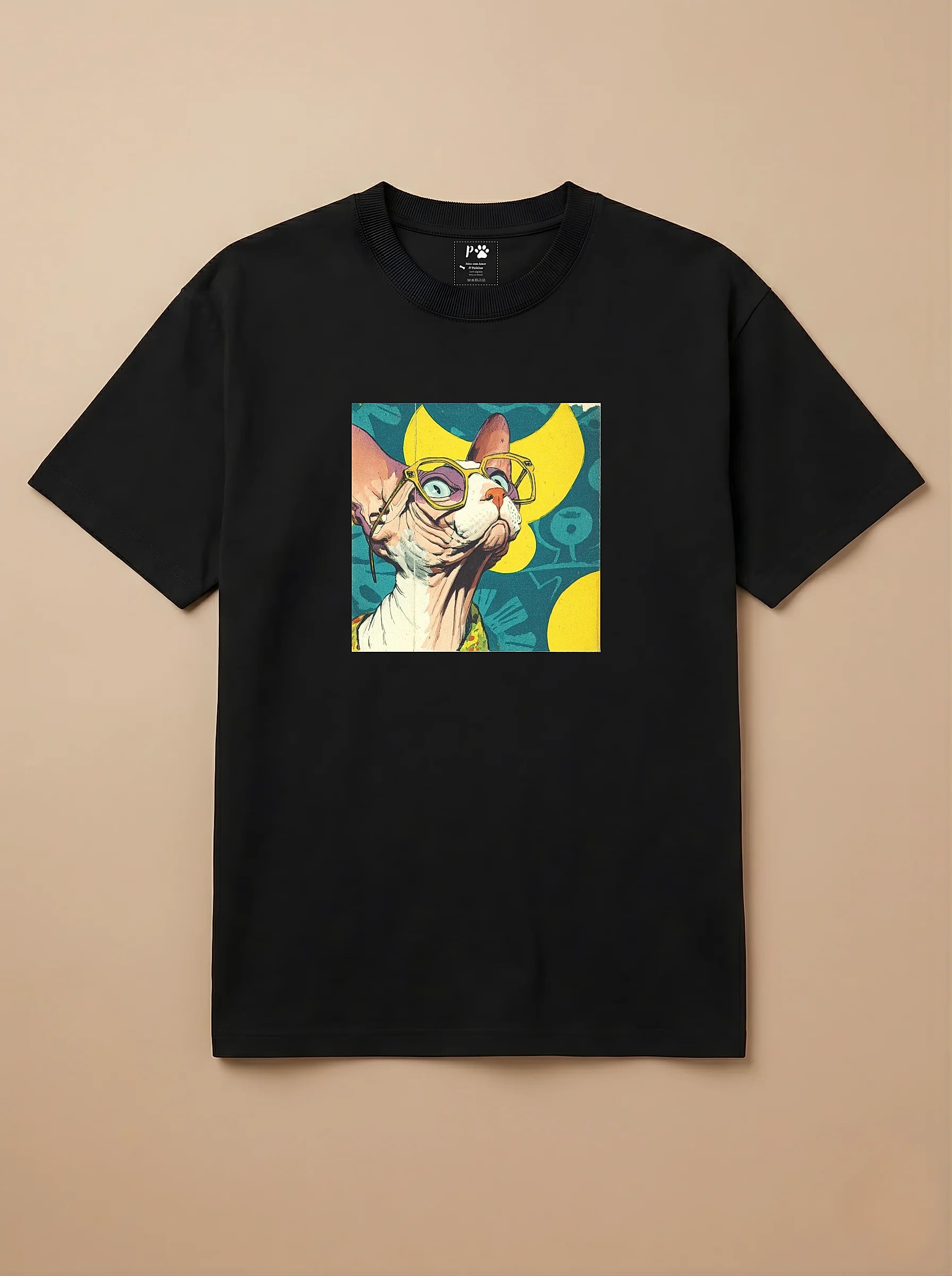 Camisa 1960s Pop Art - Gato Sphynx