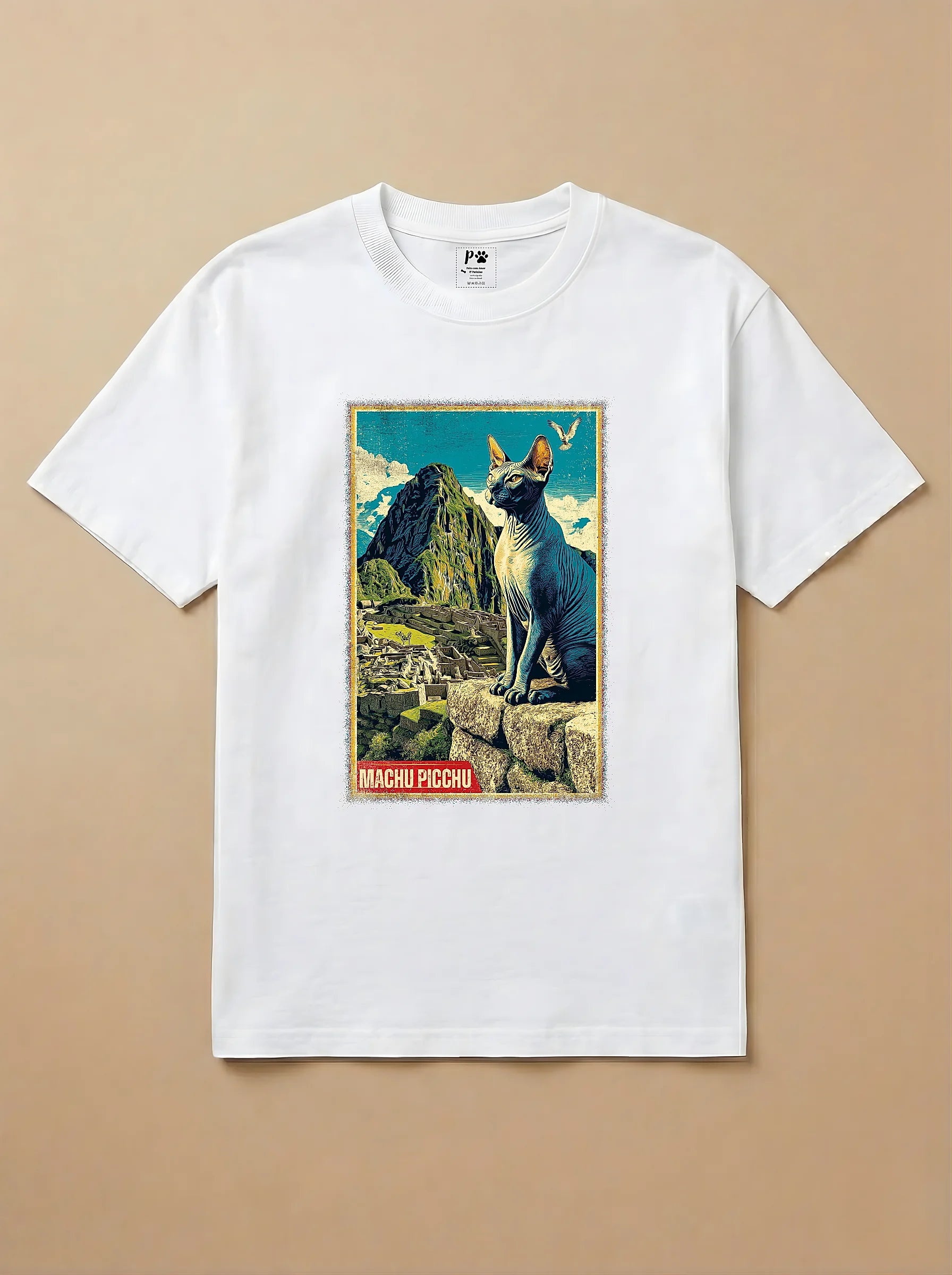 Camisa Gato Sphynx em Machu Picchu