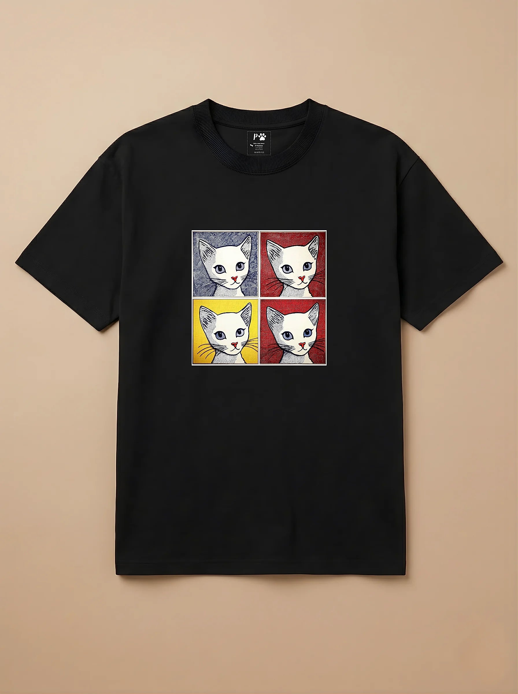 Camisa Quadrinhos - Gato Branco