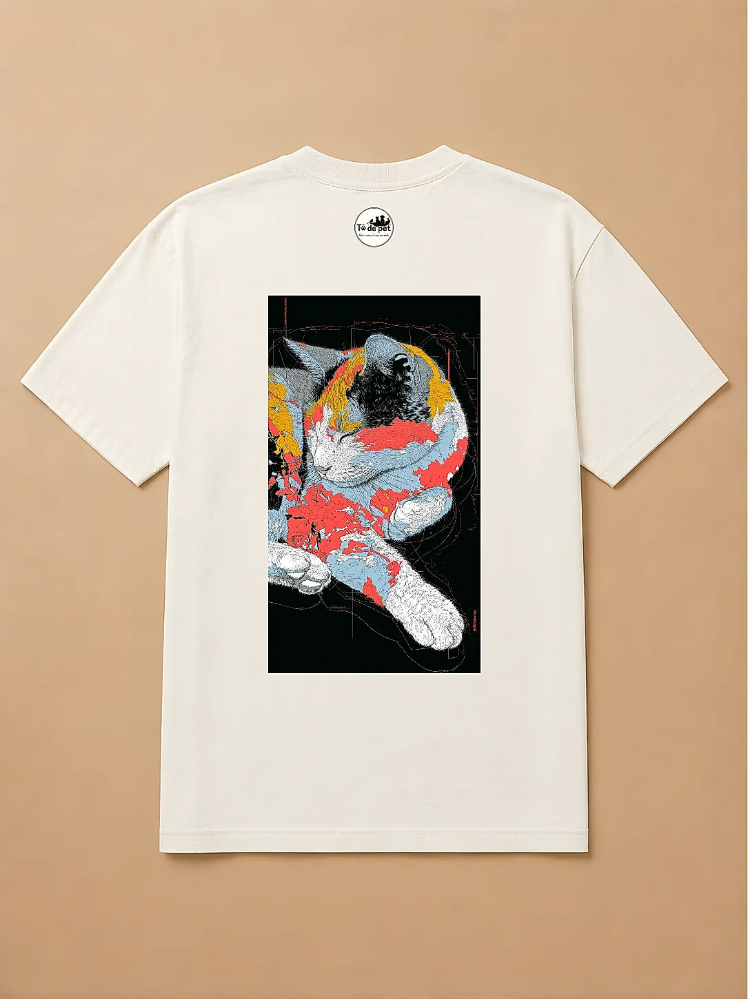 Camisa Oversized Street Art - Gato Tricolor