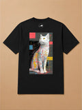 Camisa Oversized Street Art - Gato Branco