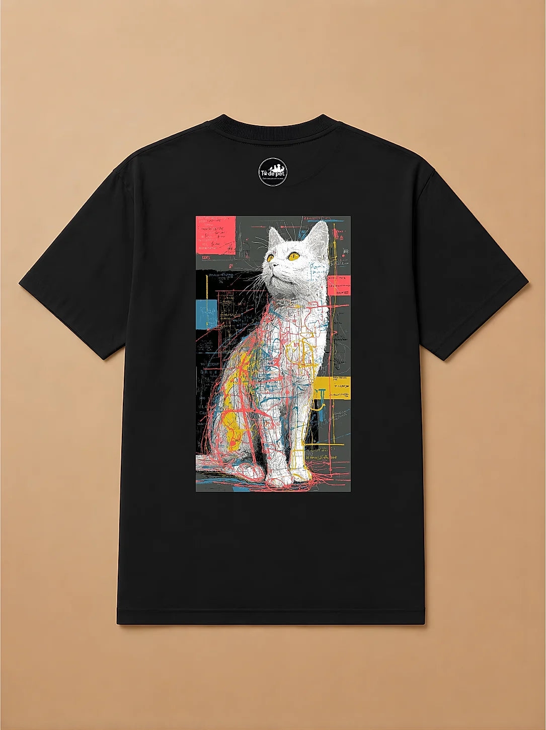 Camisa Oversized Street Art - Gato Branco