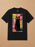 Camisa Oversized Street Art - Gato Preto