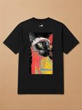 Camisa Oversized Street Art - Gato Siamês