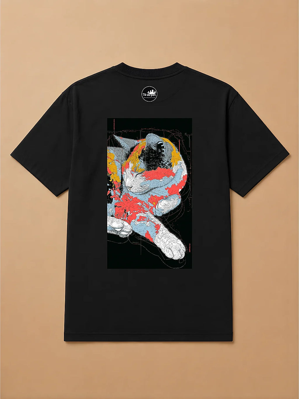 Camisa Oversized Street Art - Gato Tricolor