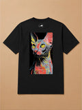 Camisa Oversized Street Art - Gato Sphynx