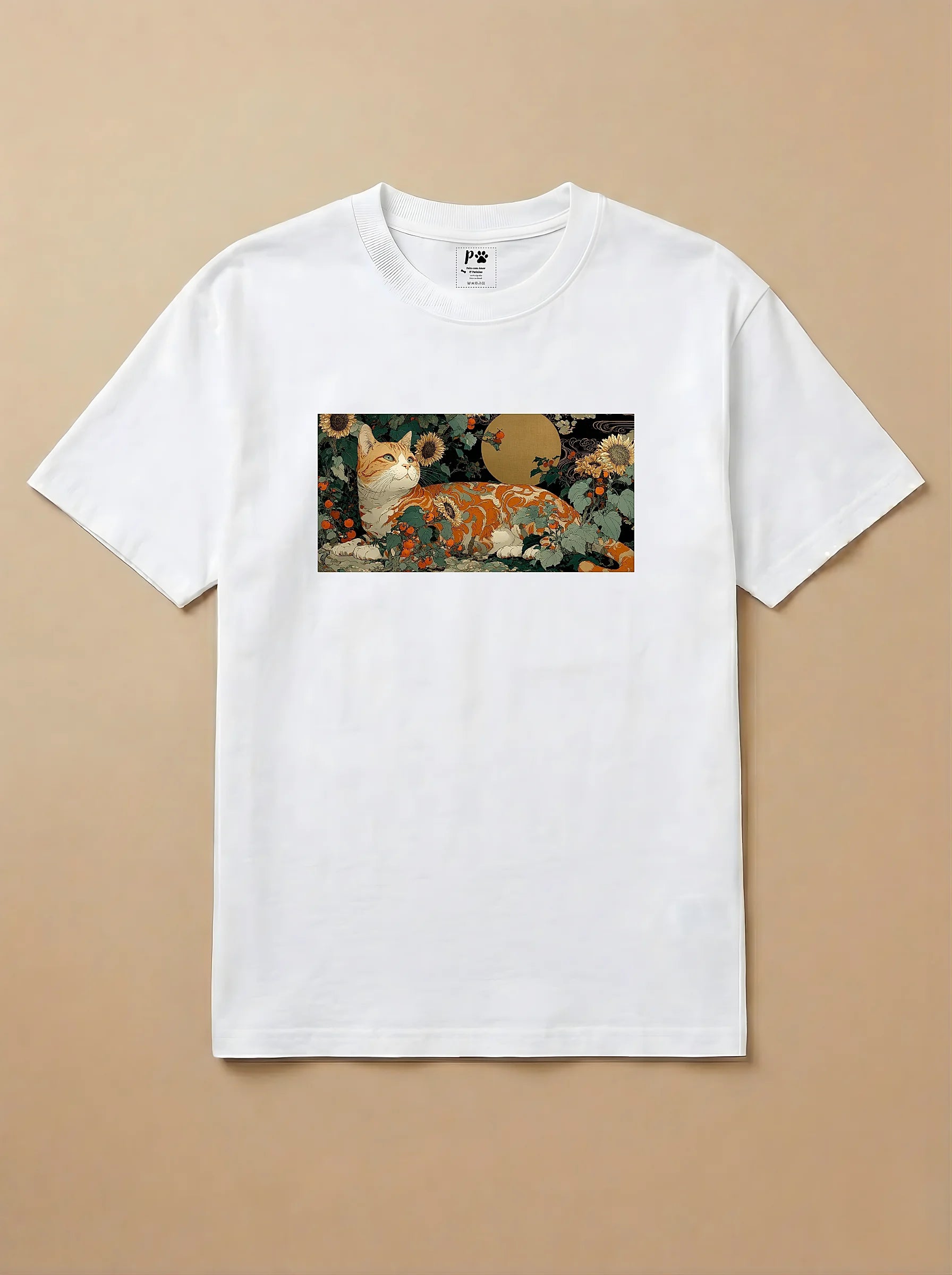 Camisa Ukiyo-e Art - Gato Laranja