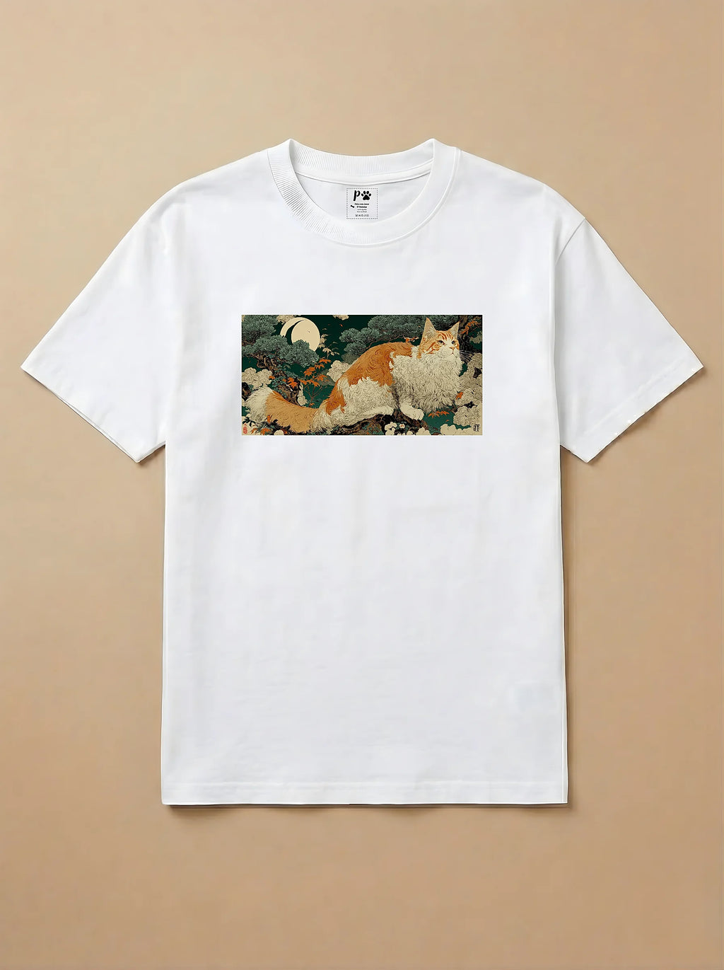 Camisa Ukiyo-e Art - Gato Maine Coon