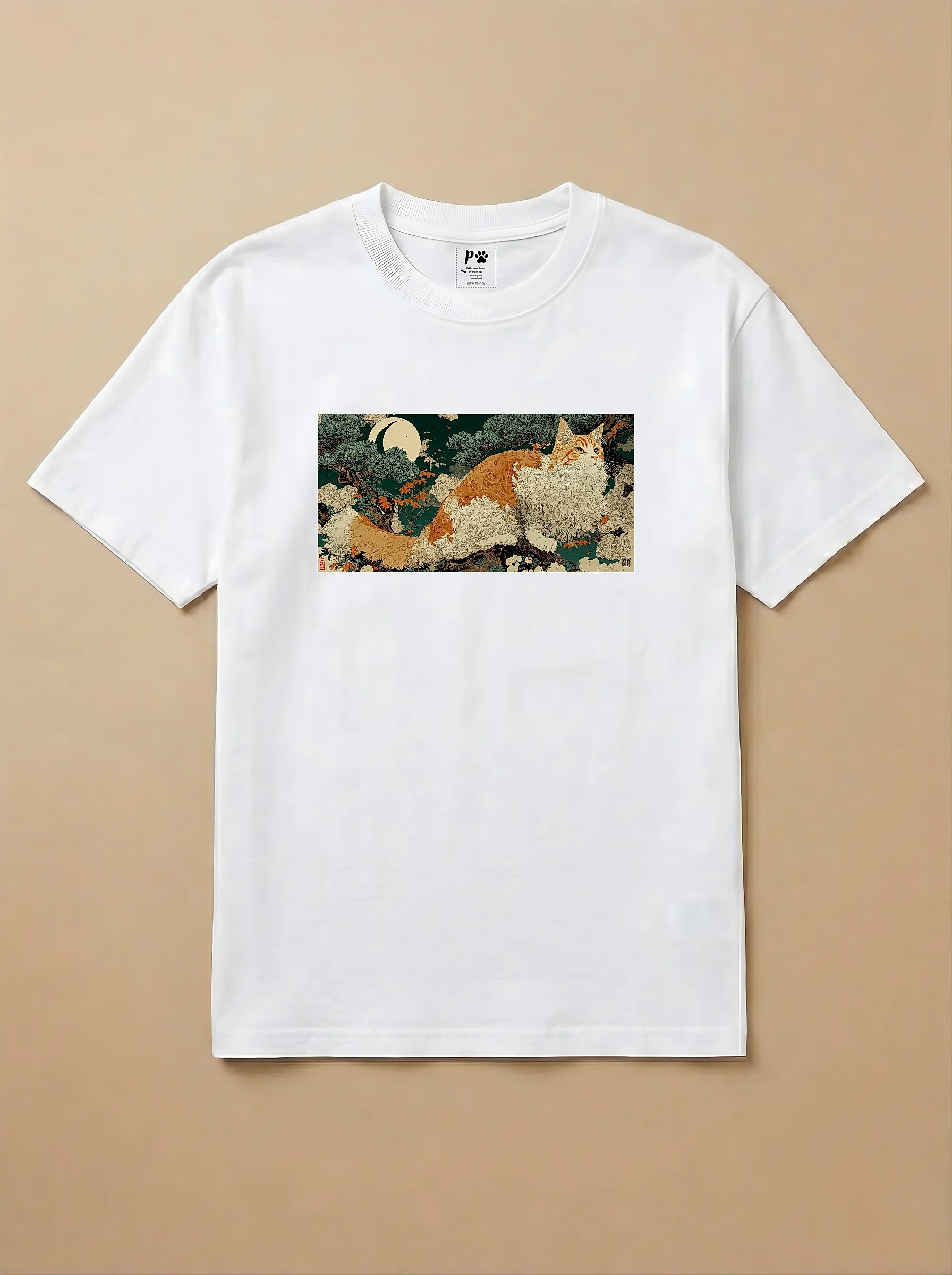 Camisa Ukiyo-e Art - Gato Maine Coon
