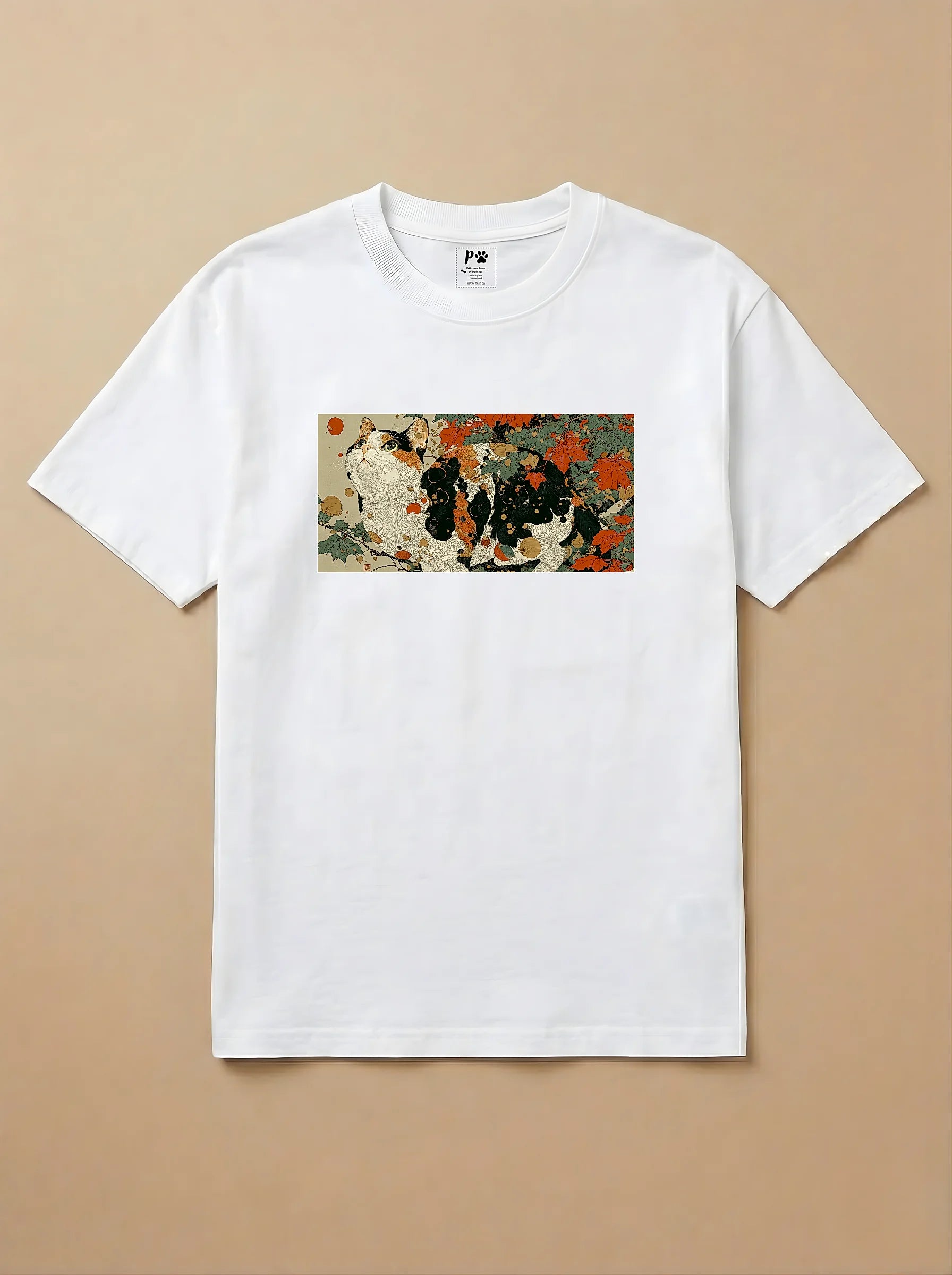 Camisa Ukiyo-e Art - Gato Tricolor
