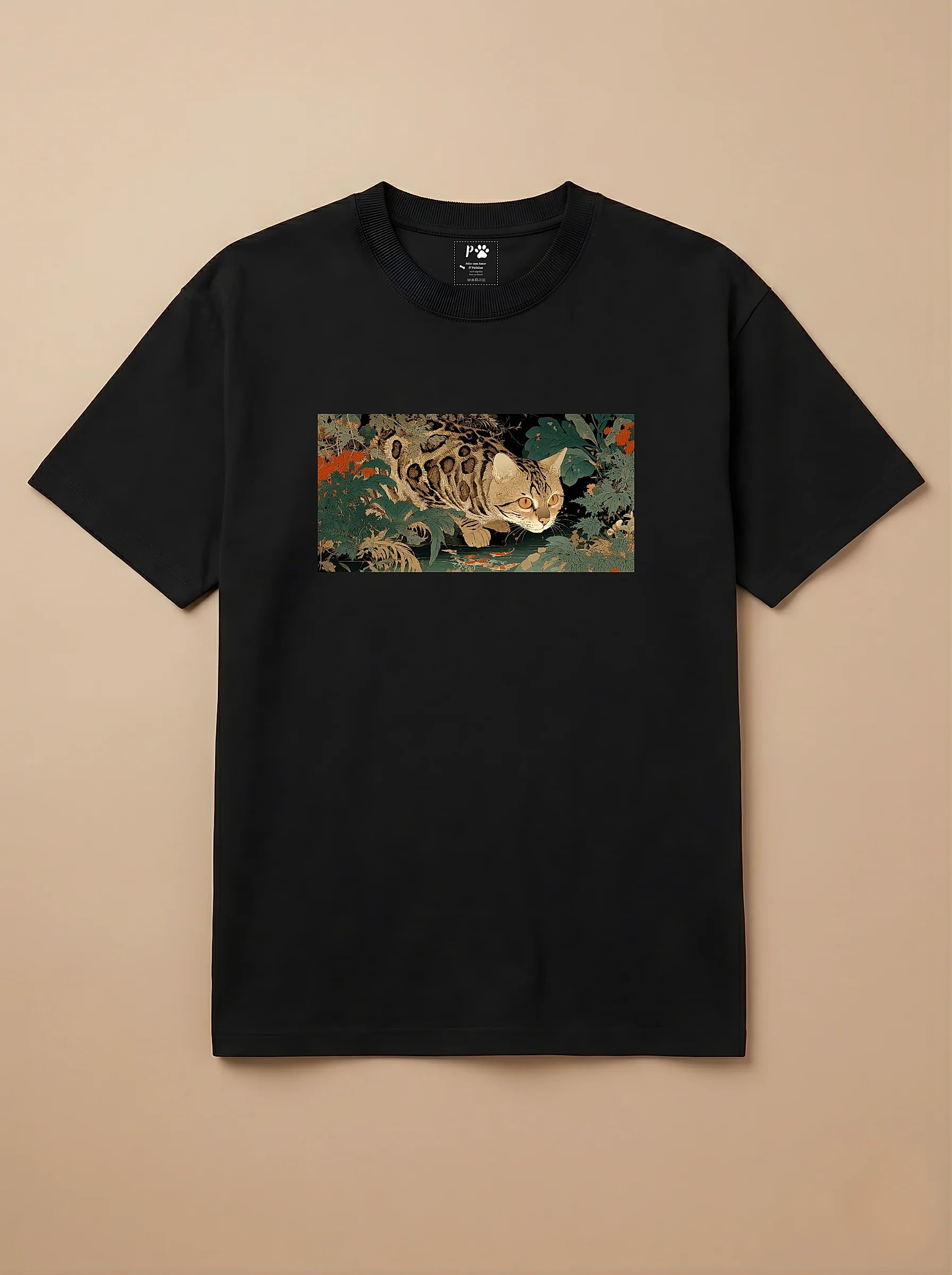Camisa Ukiyo-e Art - Gato de Bengala