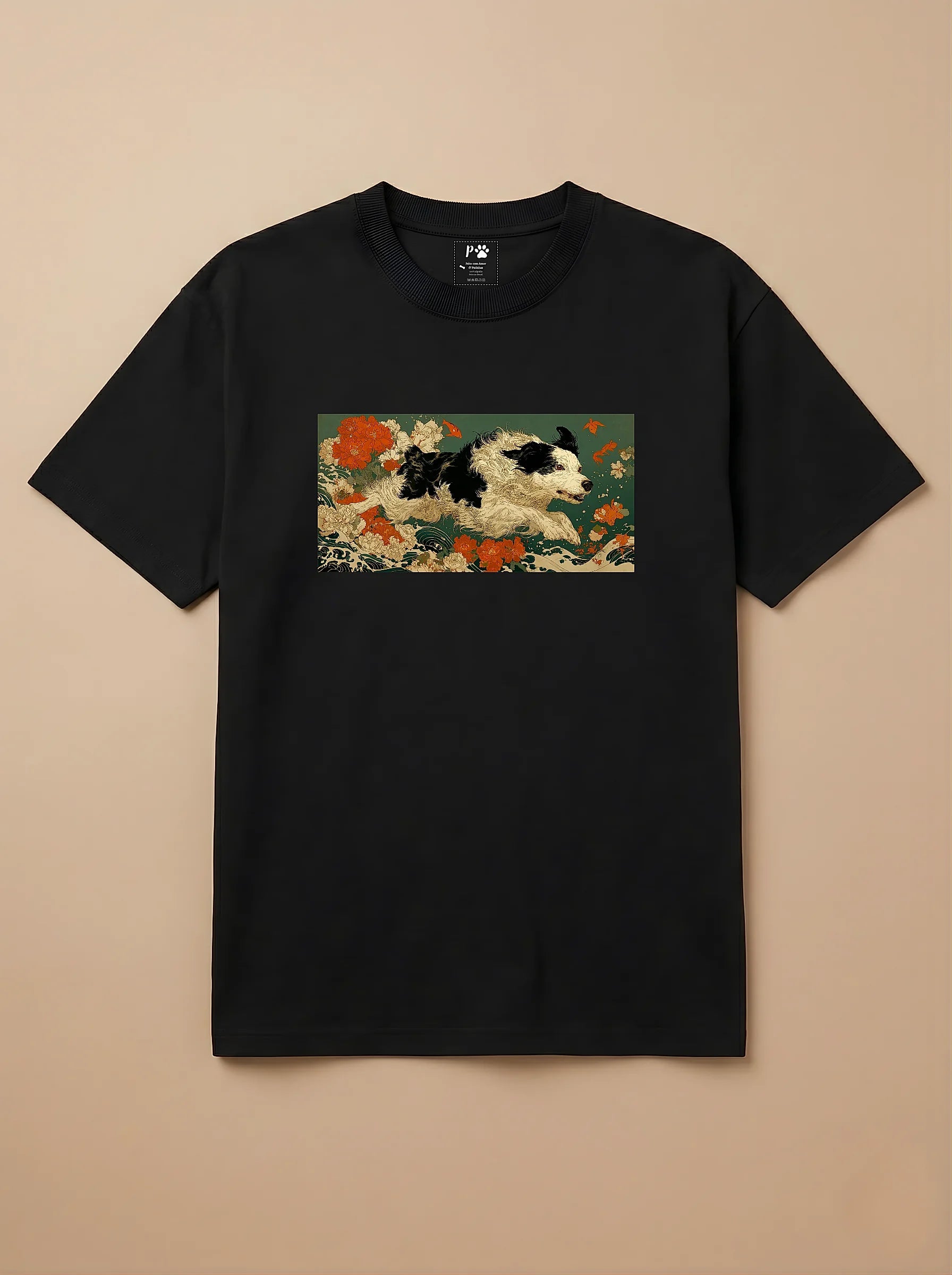 Camisa Ukiyo-e Art - Border Collie