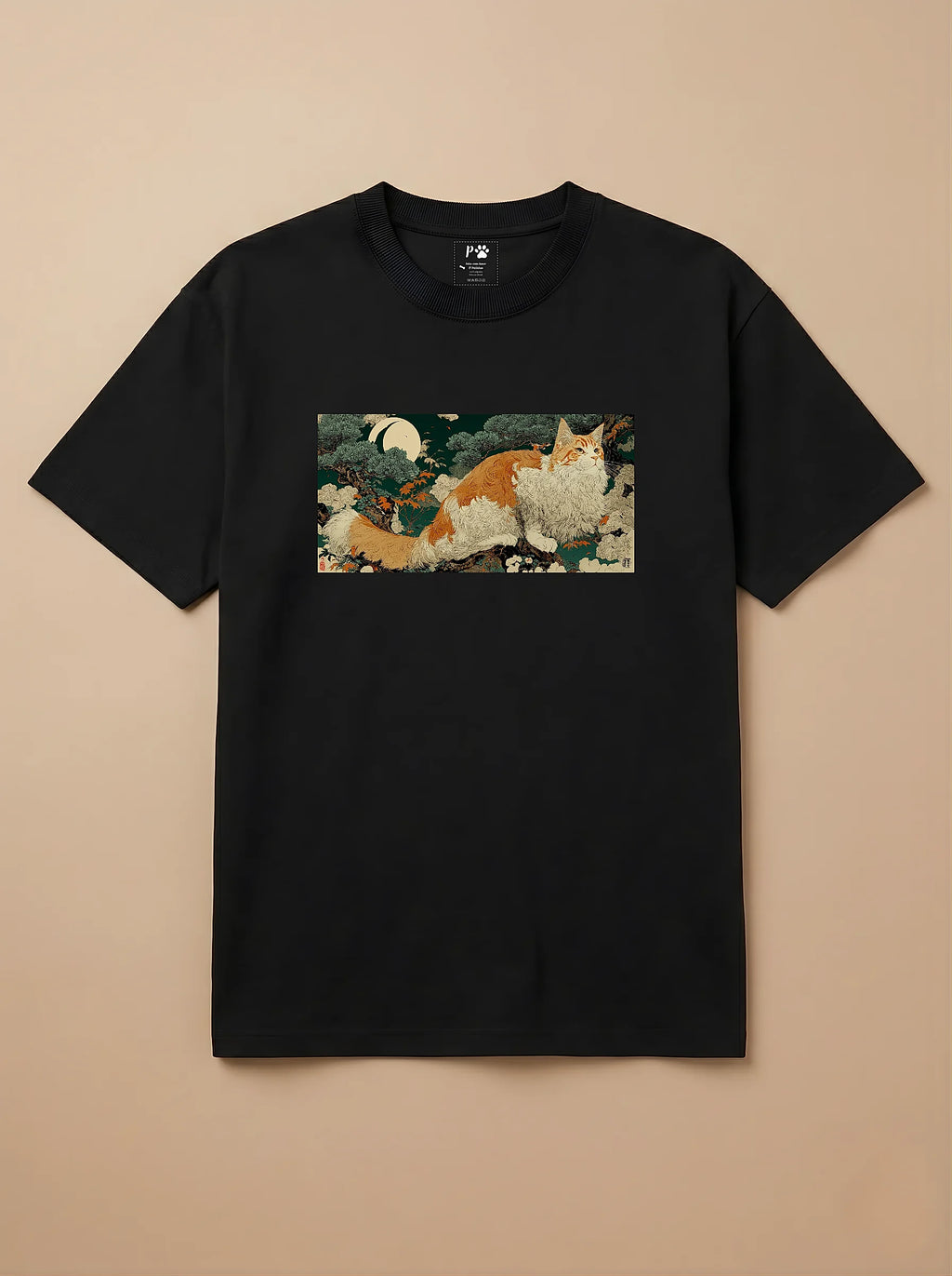 Camisa Ukiyo-e Art - Gato Maine Coon