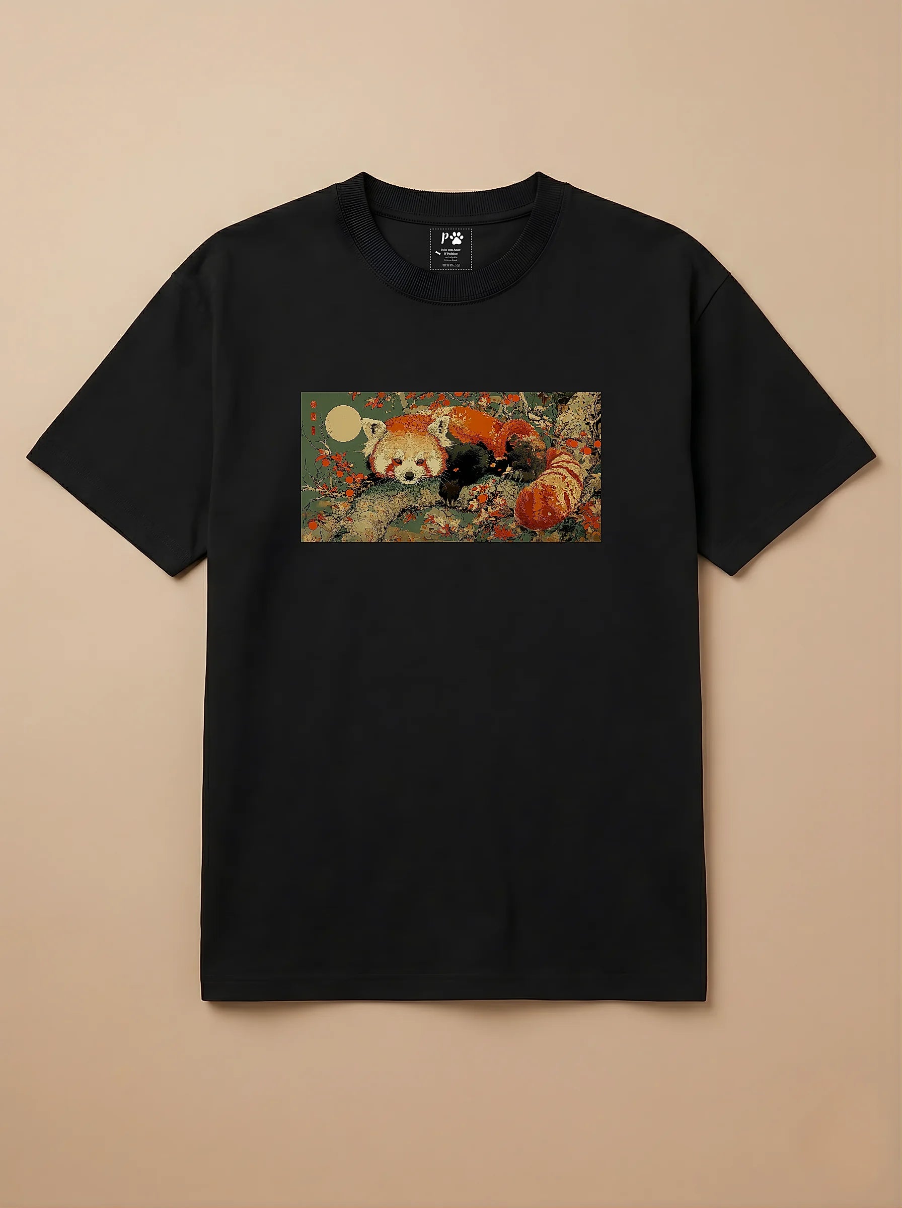 Camisa Ukiyo-e Art - Panda Vermelho