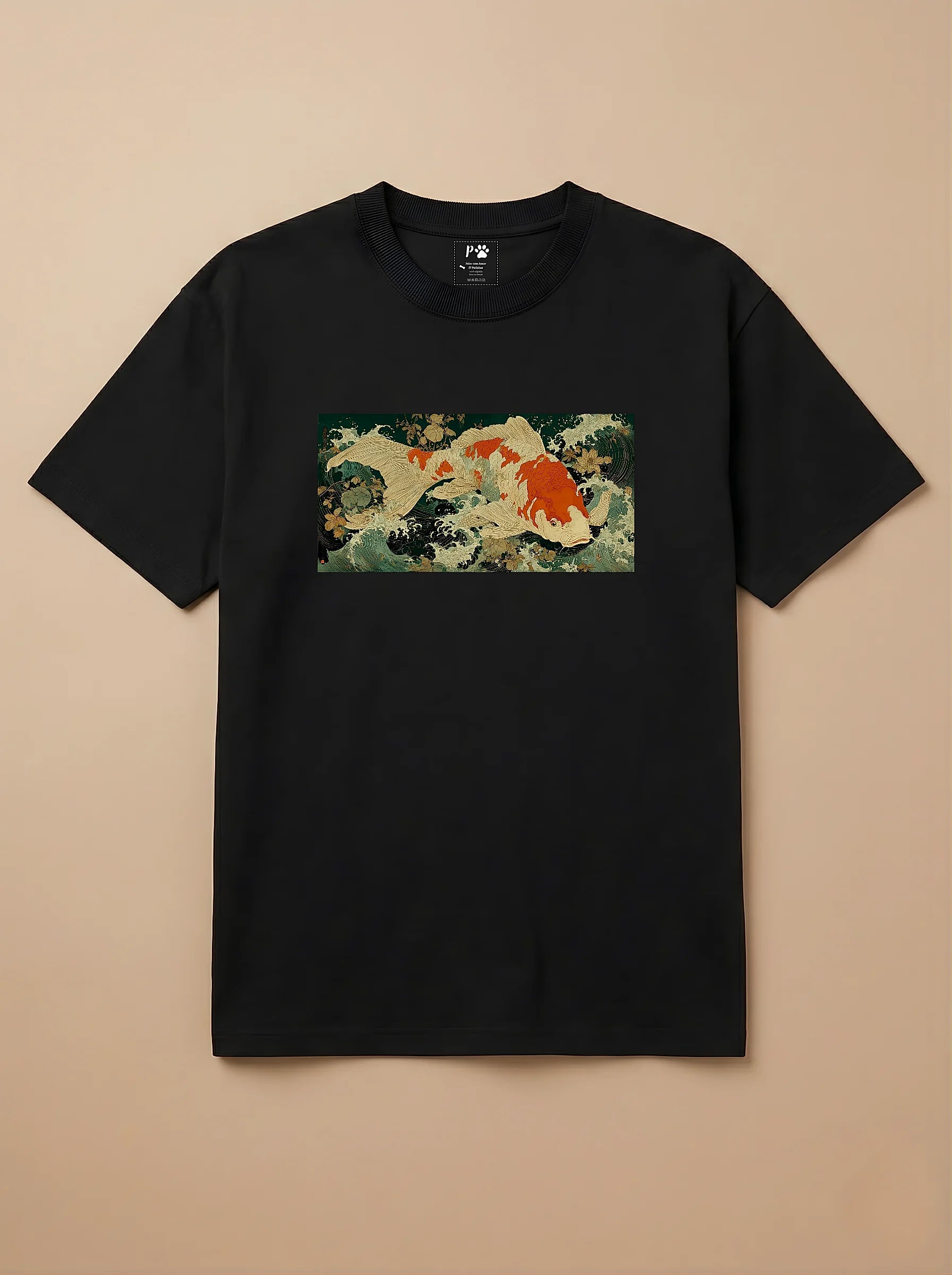 Camisa Ukiyo-e Art - Peixe Koi