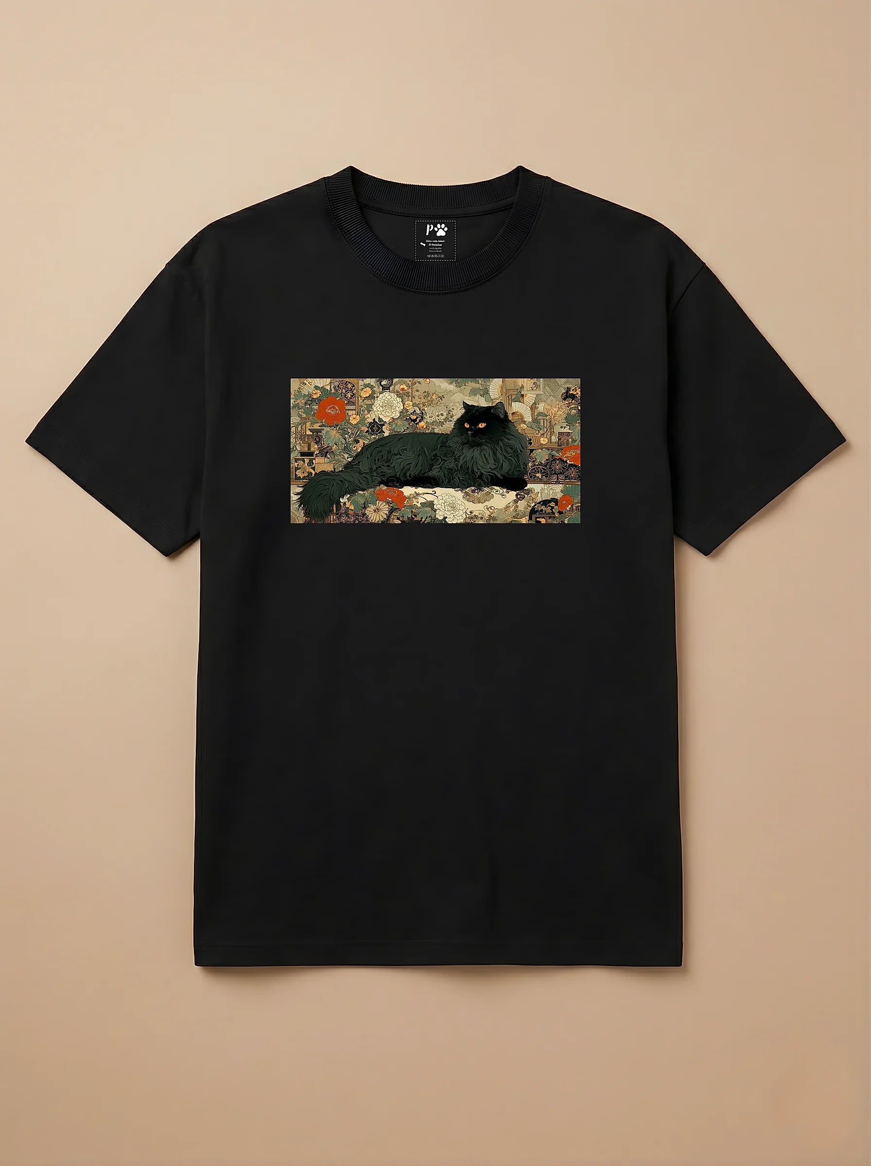 Camisa Ukiyo-e Art - Gato Persa