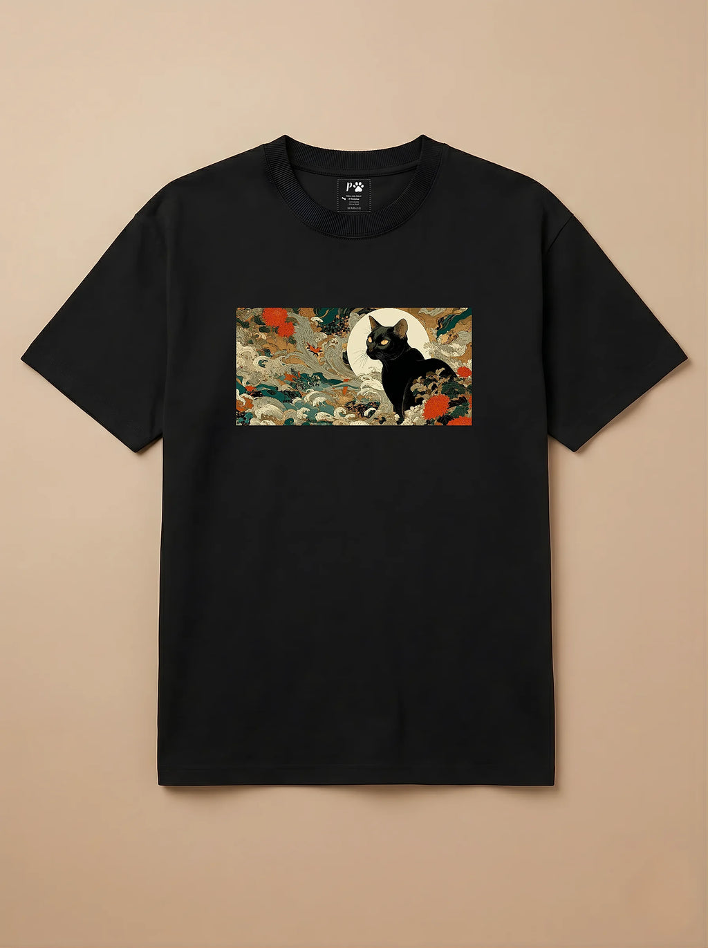 Camisa Ukiyo-e Art - Gato Preto