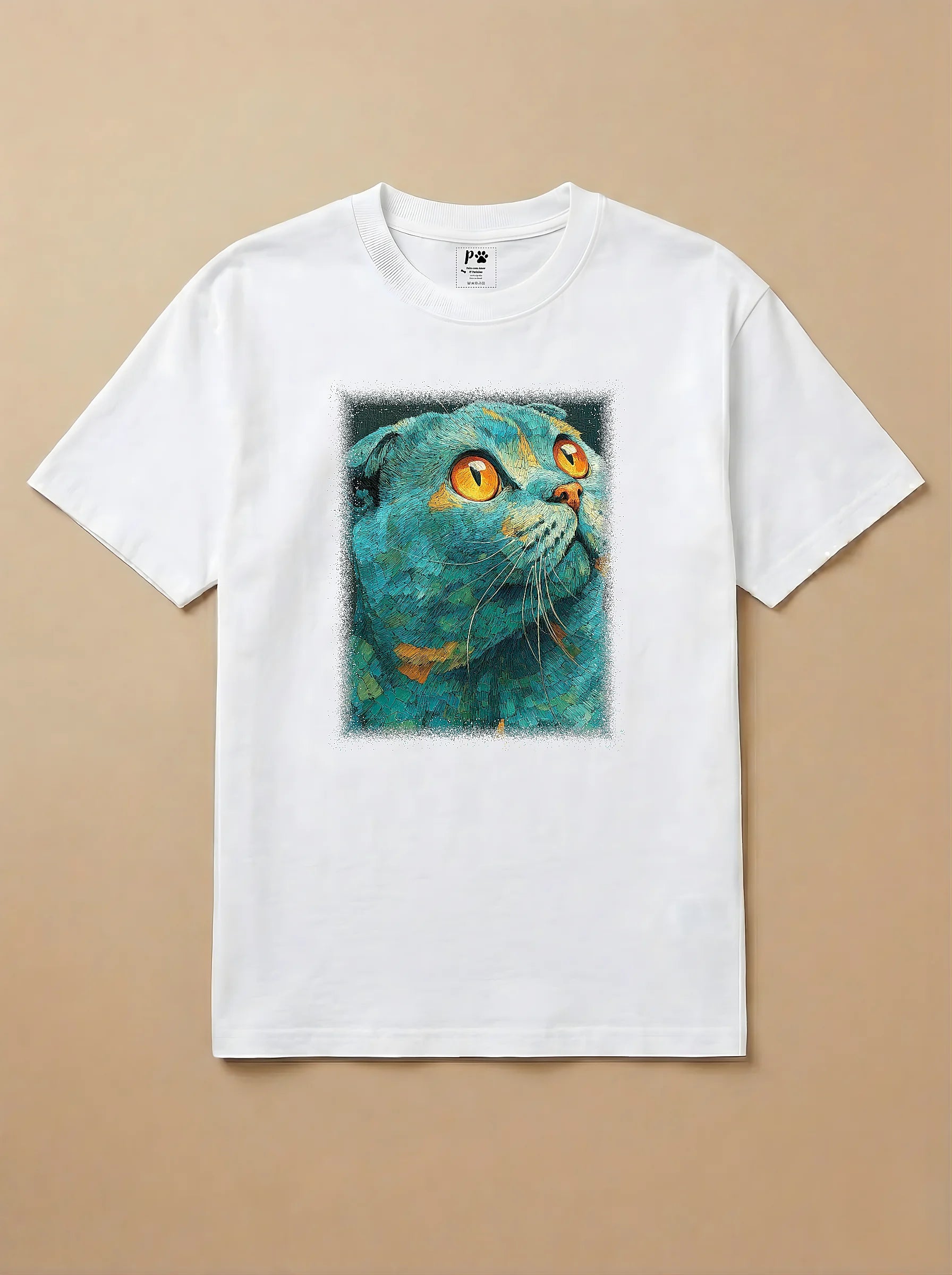 Camisa Pet Impressionismo - Gato Escocês