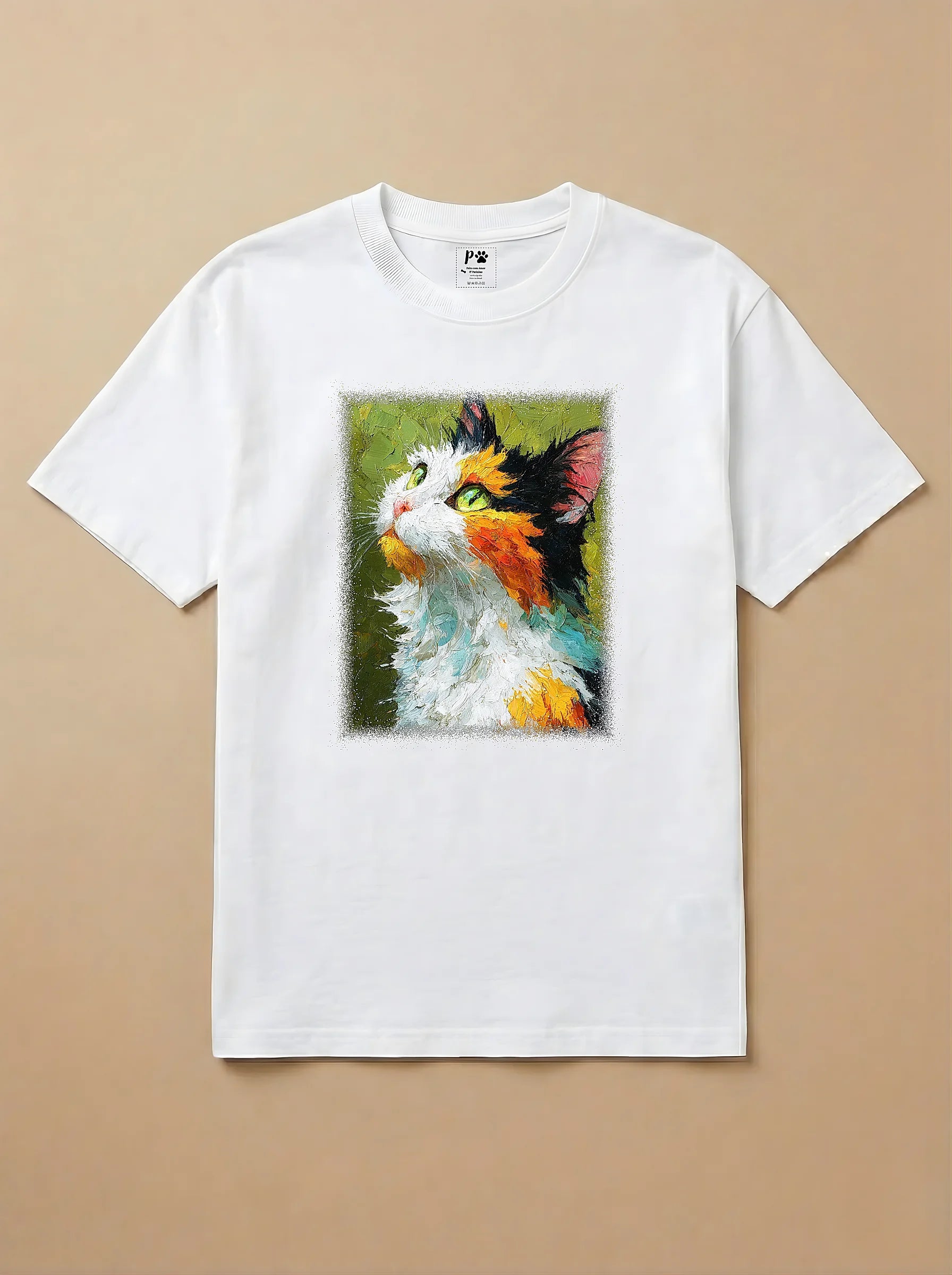 Camisa Pet Impressionismo - Gato Tricolor