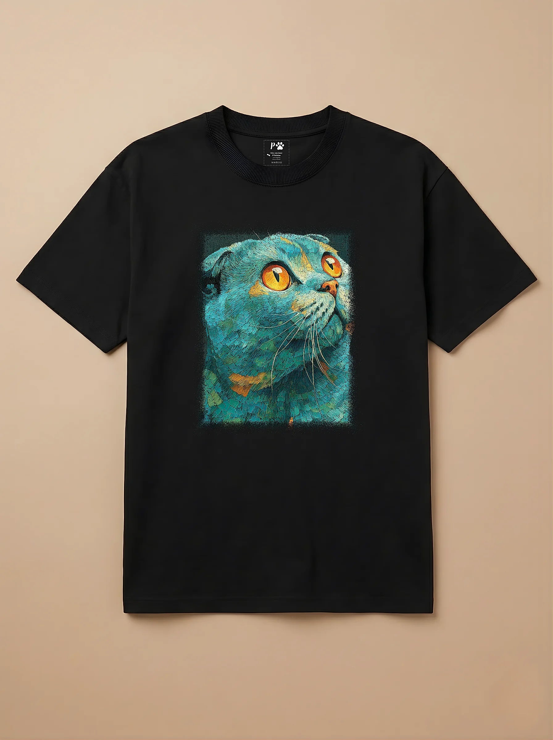 Camisa Pet Impressionismo - Gato Escocês