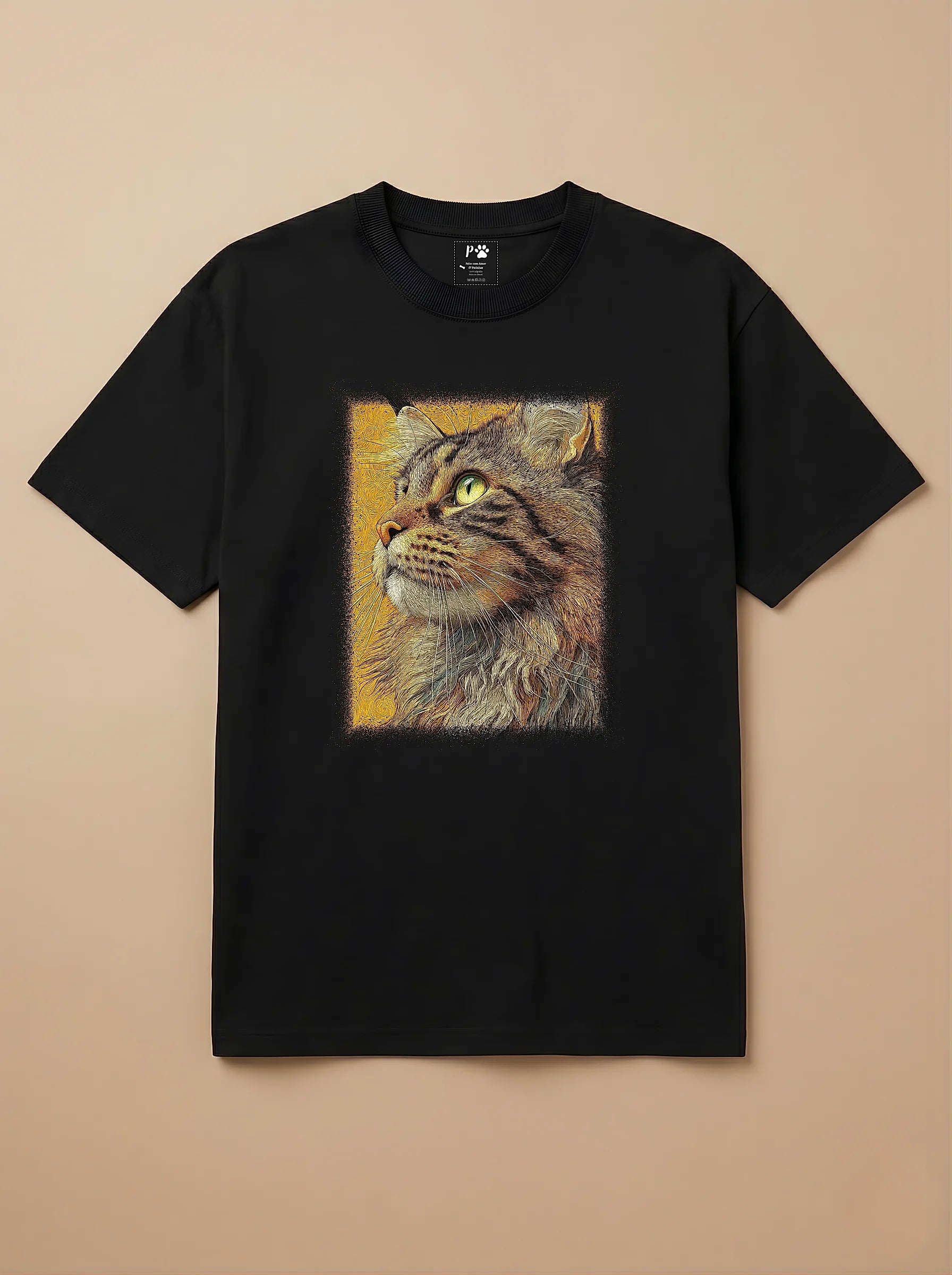 Camisa Pet Impressionismo - Gato Maine Coon