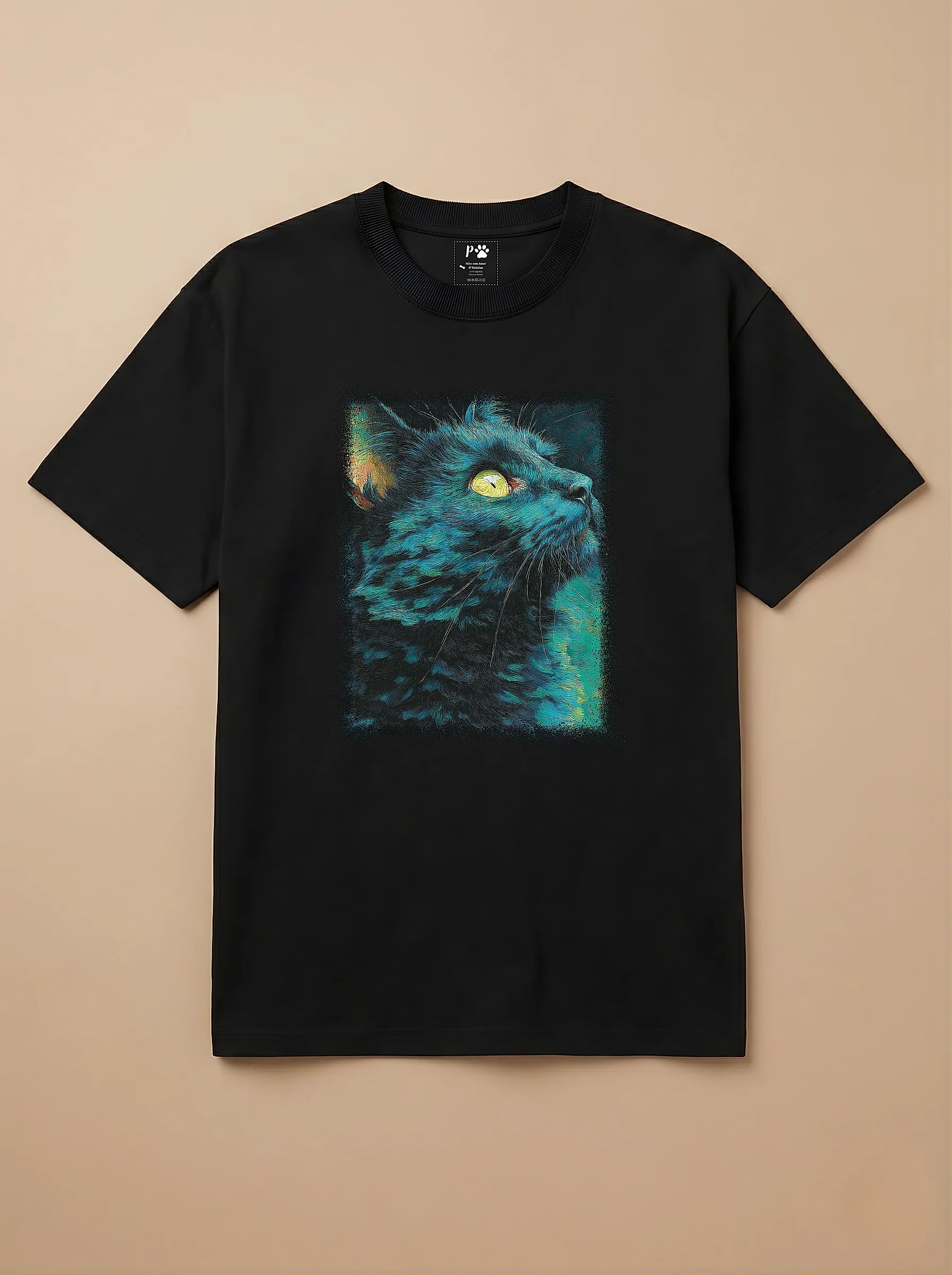 Camisa Pet Impressionismo - Gato Preto
