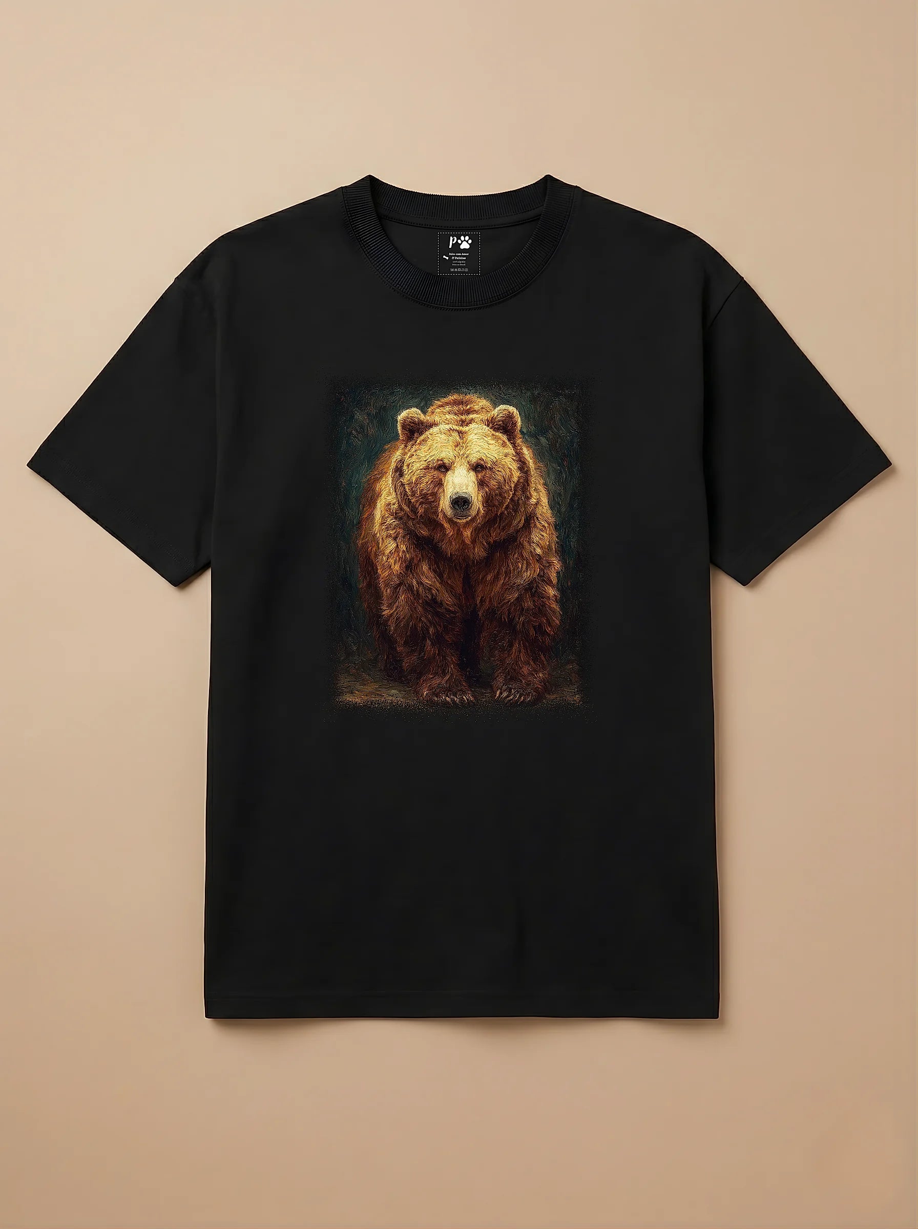 Camisa Pet Impressionismo - Urso Marrom