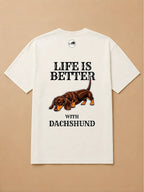 Camisa Oversized Life is Better With... - Salsicha